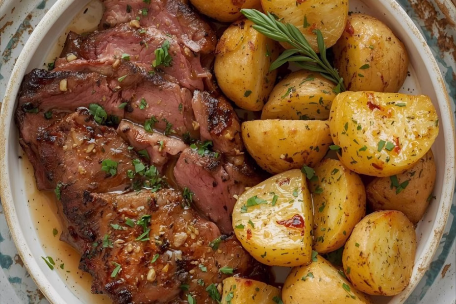 Garlic Butter Herb Steak Bites with Potatoes Recipe
