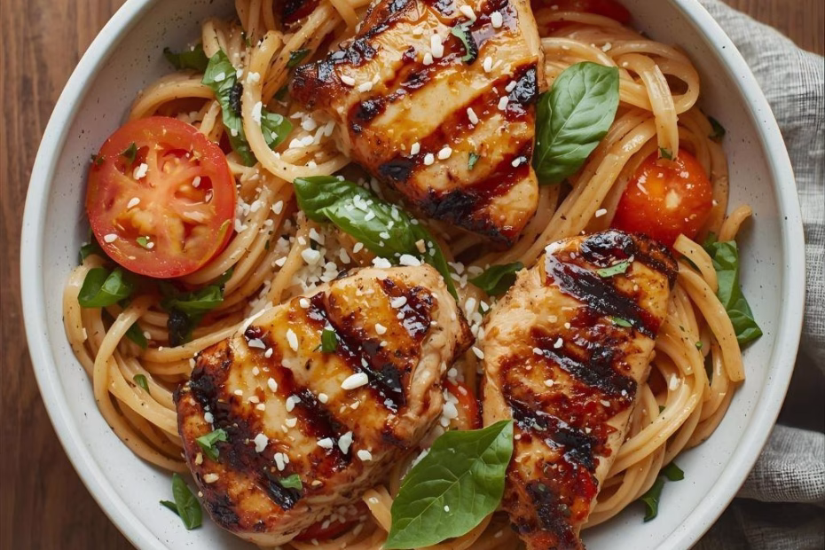 Tomato Basil Pasta With Balsamic Grilled Chicken Recipe