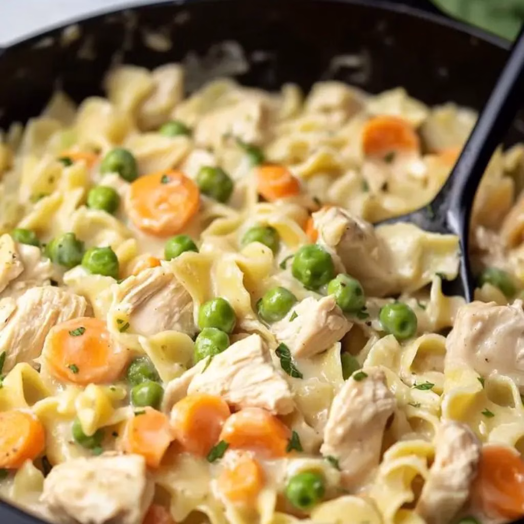 Chicken Pot Pie Noodle Skillet Recipe