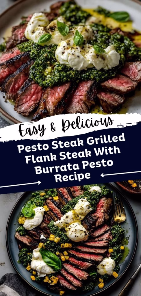 Pesto Steak Grilled Flank Steak with Burrata Pesto Recipe