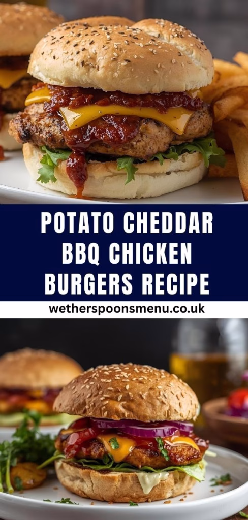 Potato Cheddar BBQ Chicken Burgers recipe