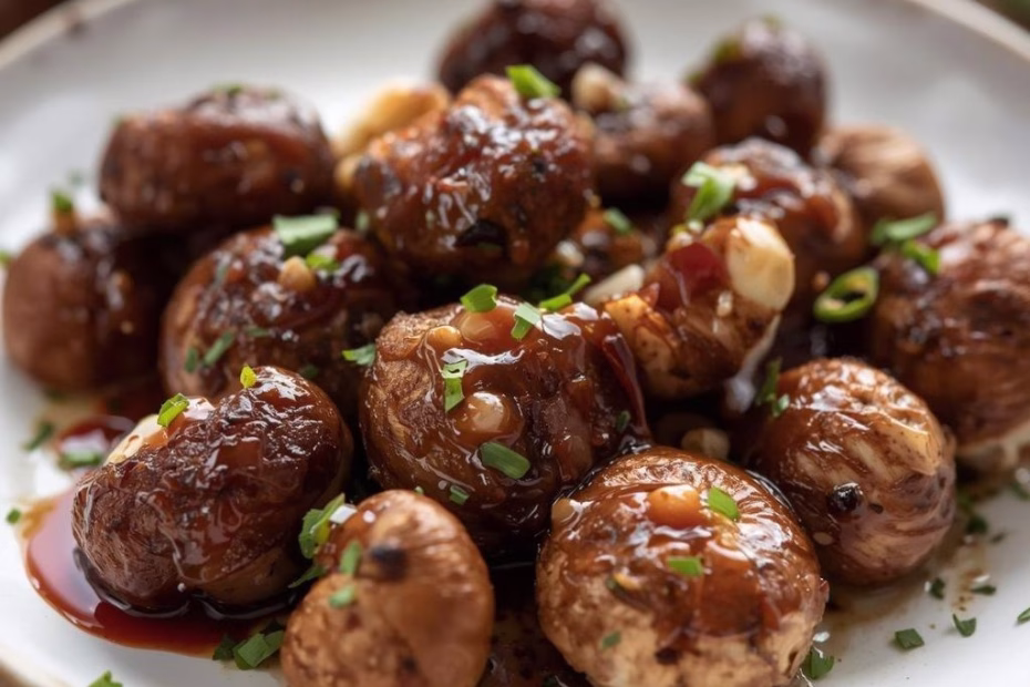 Balsamic Soy Roasted Garlic Mushrooms Recipe