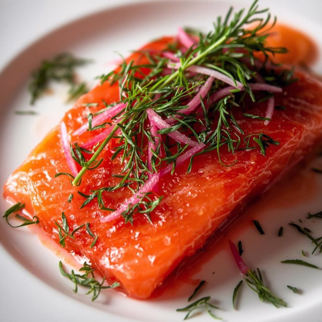 Beet Cured Salmon with Dill Tarragon & Fresh Horseradish Recipe