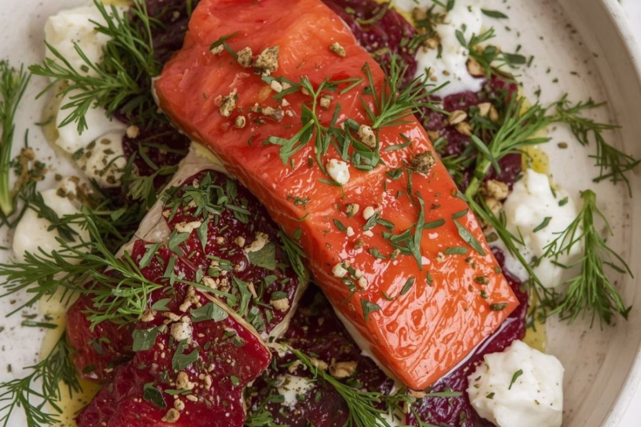 Beet Cured Salmon with Dill Tarragon & Fresh Horseradish Recipe