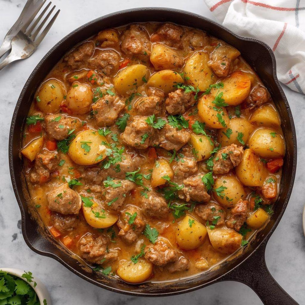 Cheesy One Pot Beef and Potatoes Recipe