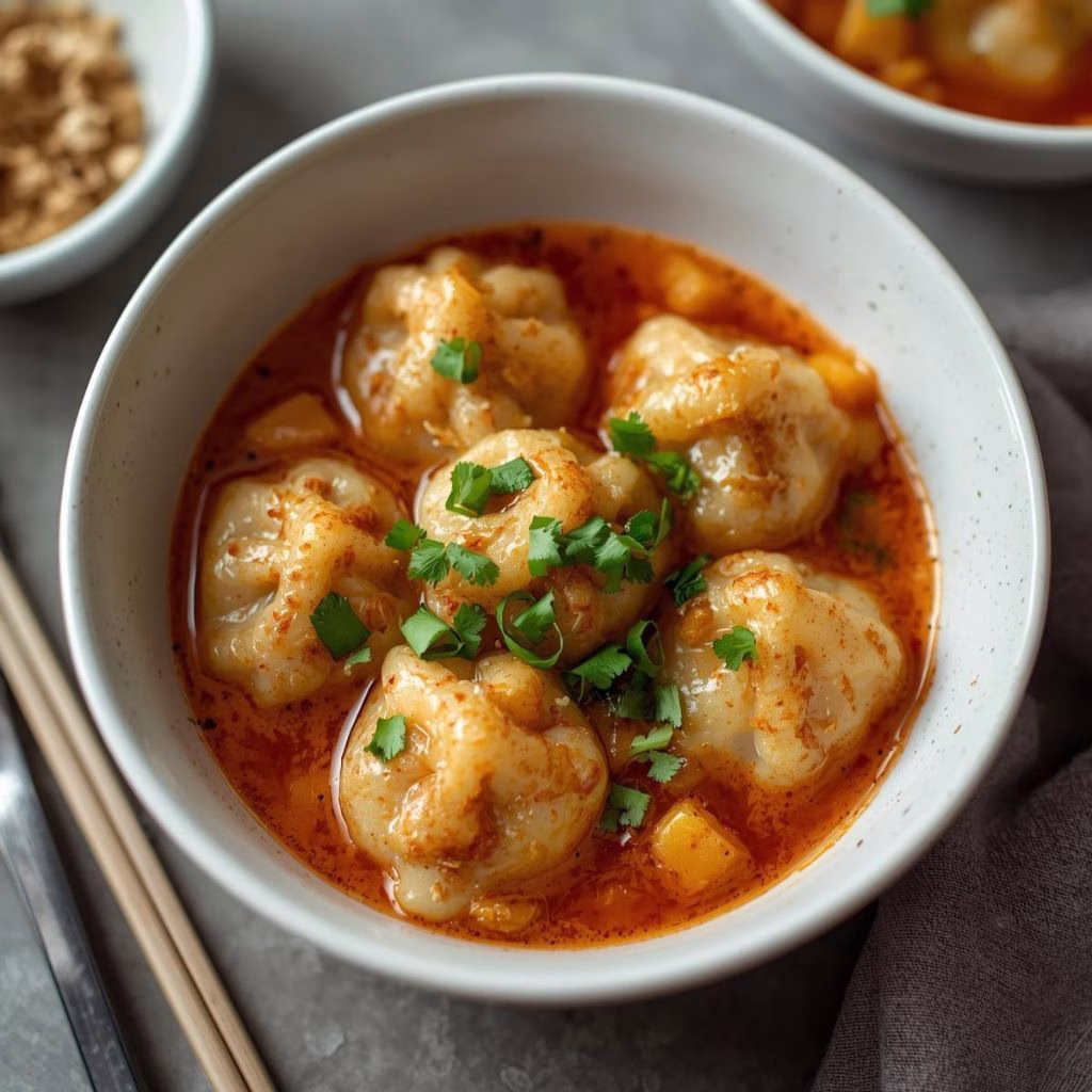 Chili Crisp Butternut Squash Dumplings in Ginger Soy Broth Recipe