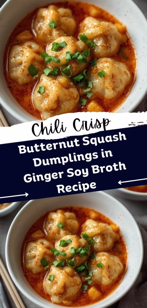 Chili Crisp Butternut Squash Dumplings in Ginger Soy Broth Recipe 