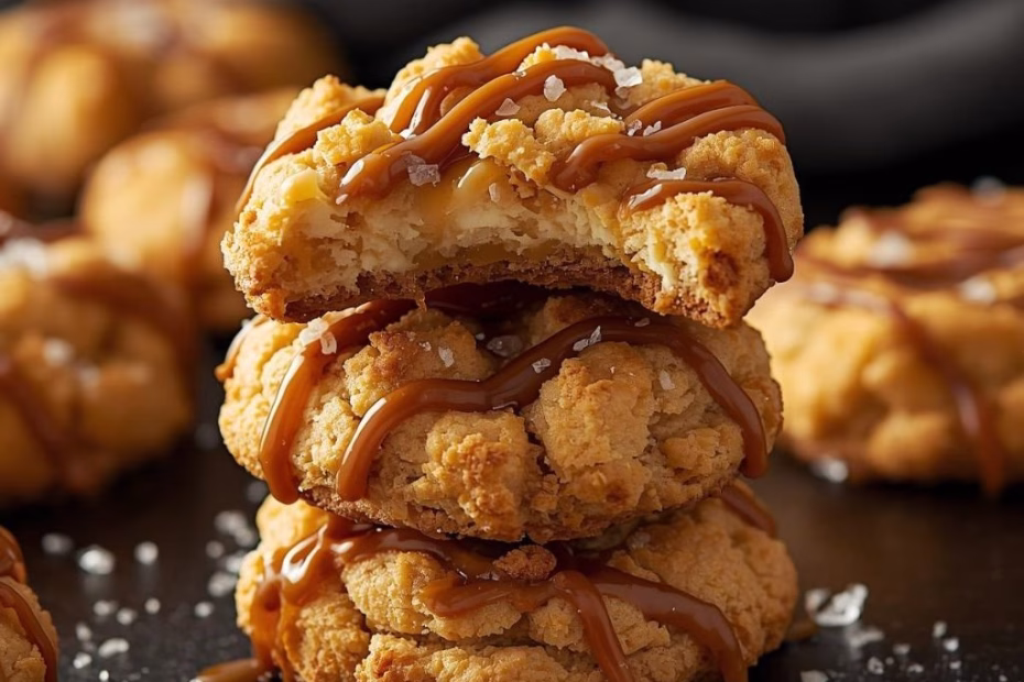 Copycat Crumbl Salted Caramel Cheesecake Cookies Recipe