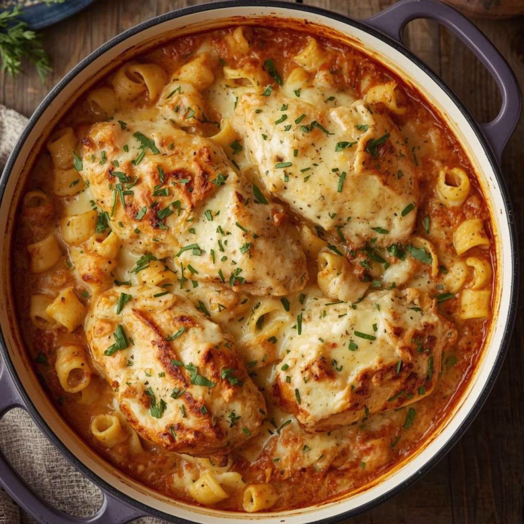 Garlic Parmesan Chicken Pasta Bake Recipe
