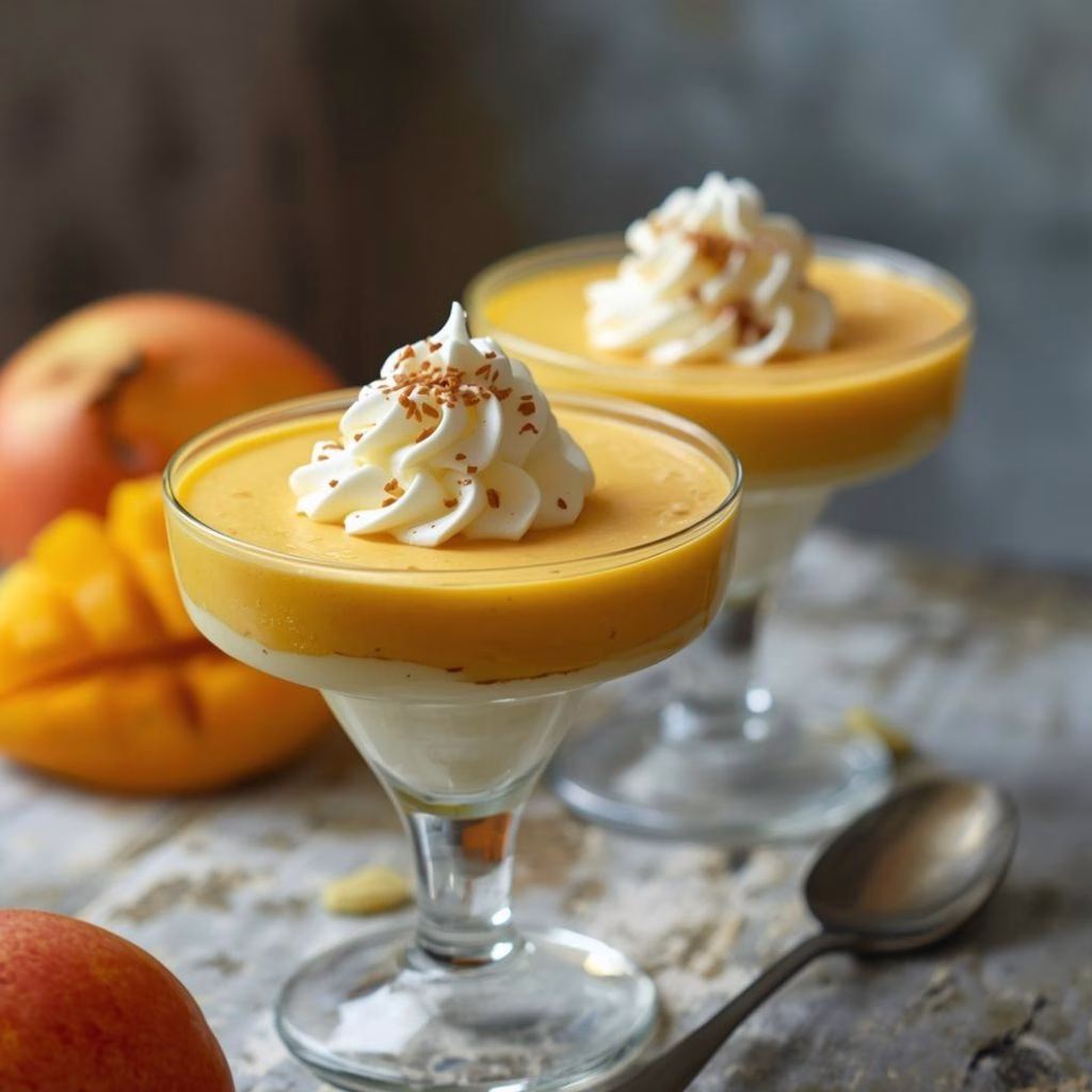 Mango Mousse with Whipped Cream Recipe