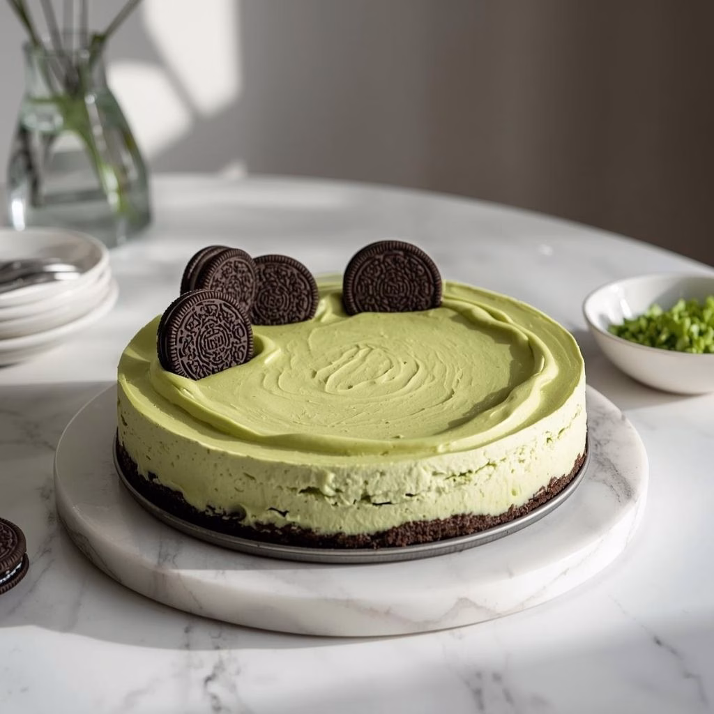 Matcha Cheesecake with Oreo Crust