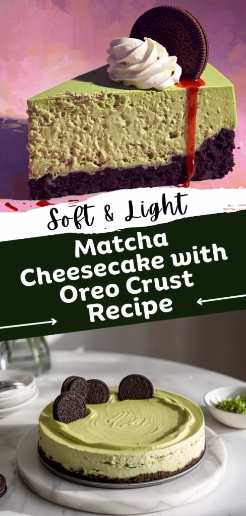 Matcha Cheesecake with Oreo Crust