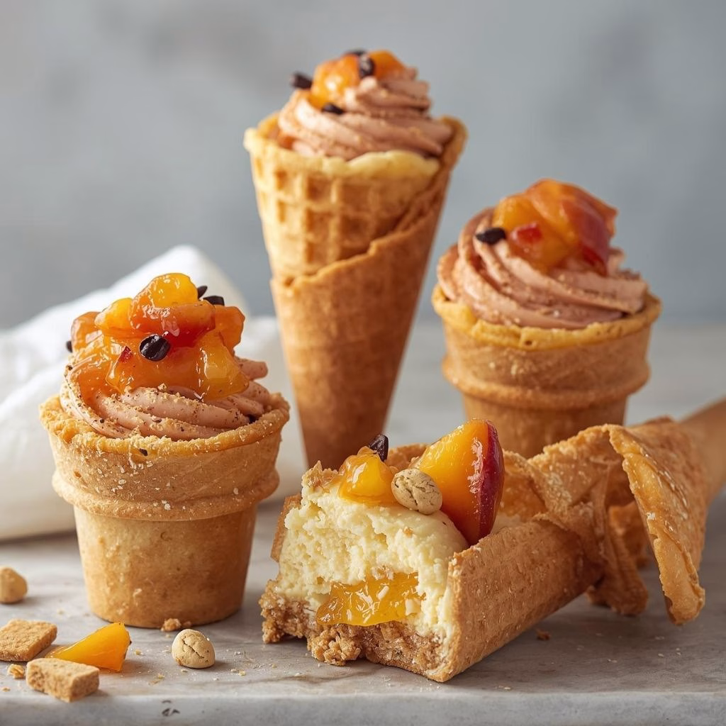 Peach Cobbler Cheesecake Cones Recipe