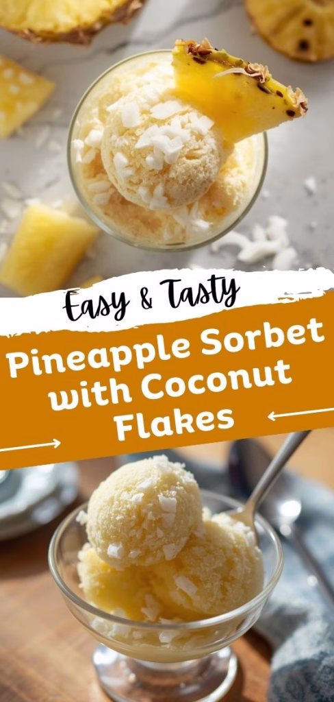 Pineapple Sorbet with Coconut Flakes Recipe