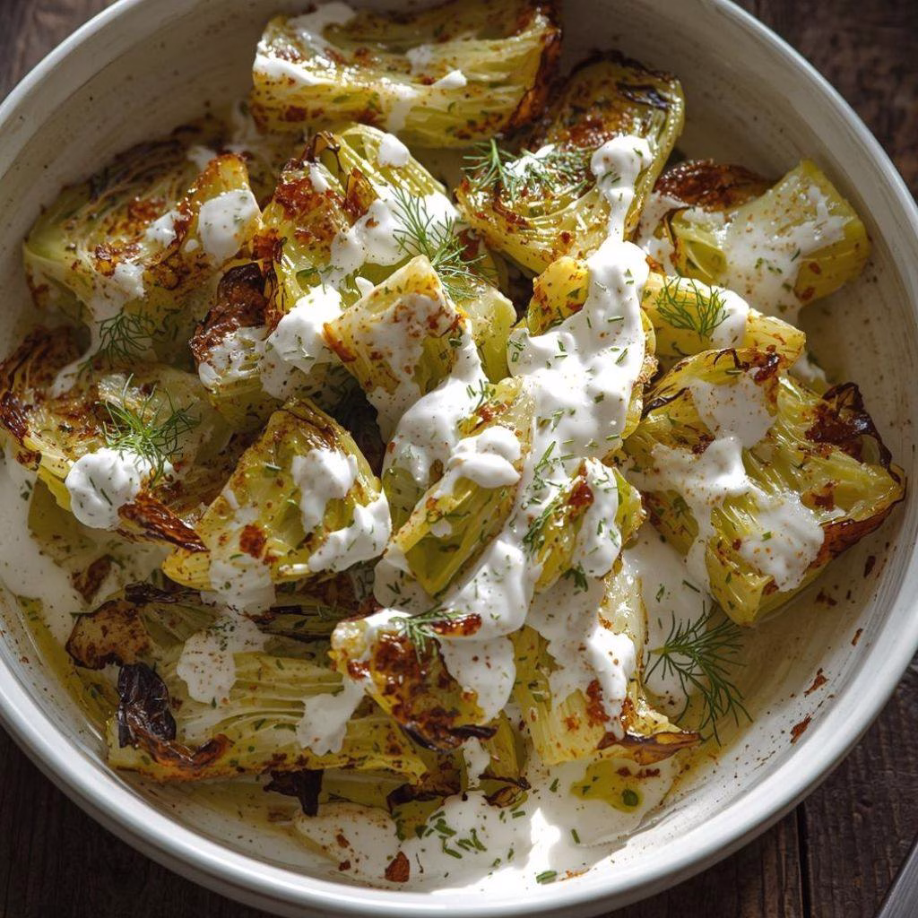 Roasted Cabbage with Yogurt Sauce Recipe