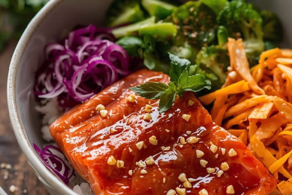 Salmon Bowl with Sesame Ginger Sauce Recipe