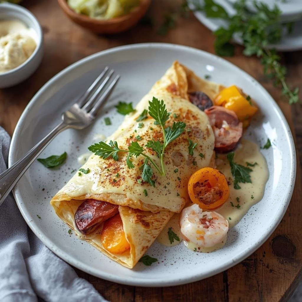Seafood Crepes Recipe with Béchamel Sauce