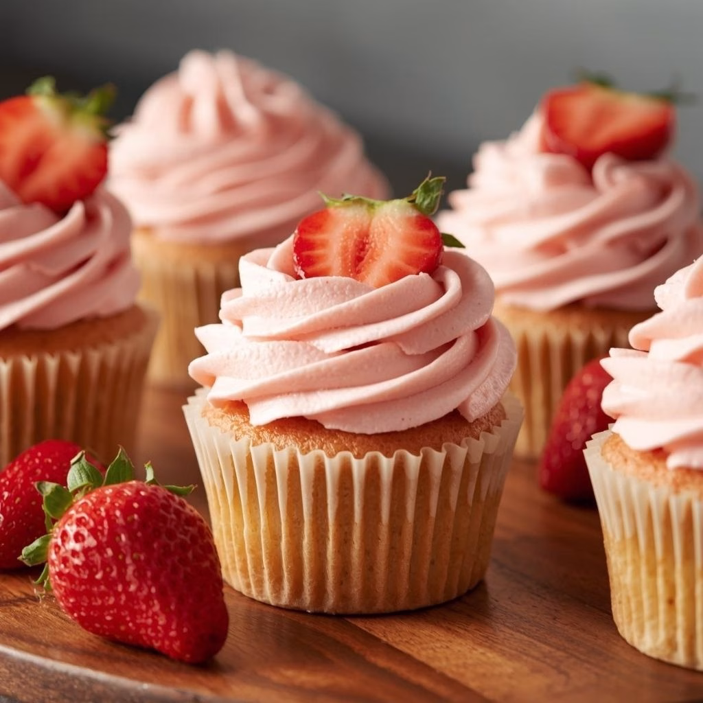 Strawberry Cupcakes with Strawberry Buttercream Frosting Recipe