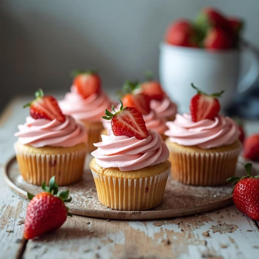 Strawberry Cupcakes with Strawberry Buttercream Frosting Recipe
