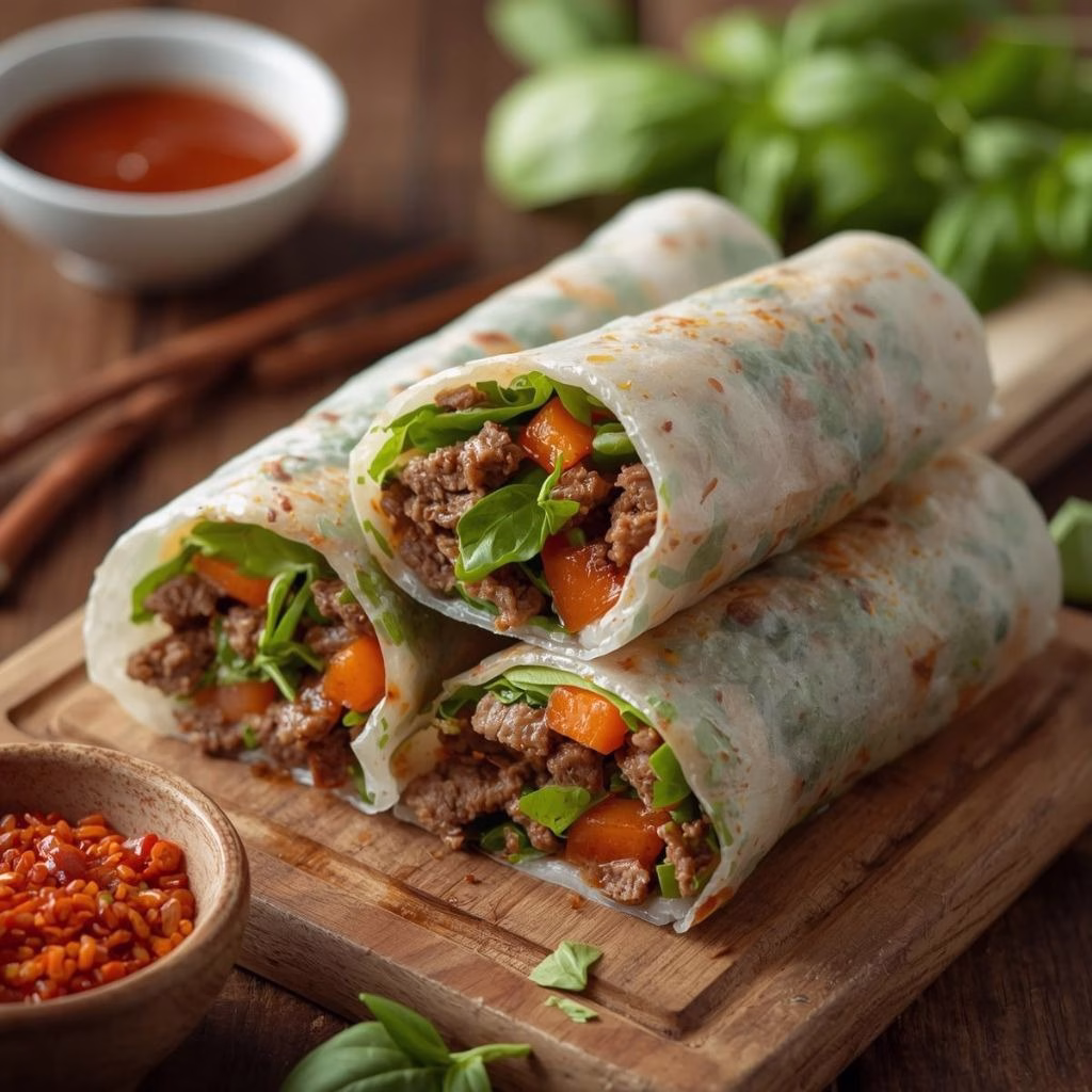Thai Basil Beef Rolls Recipe