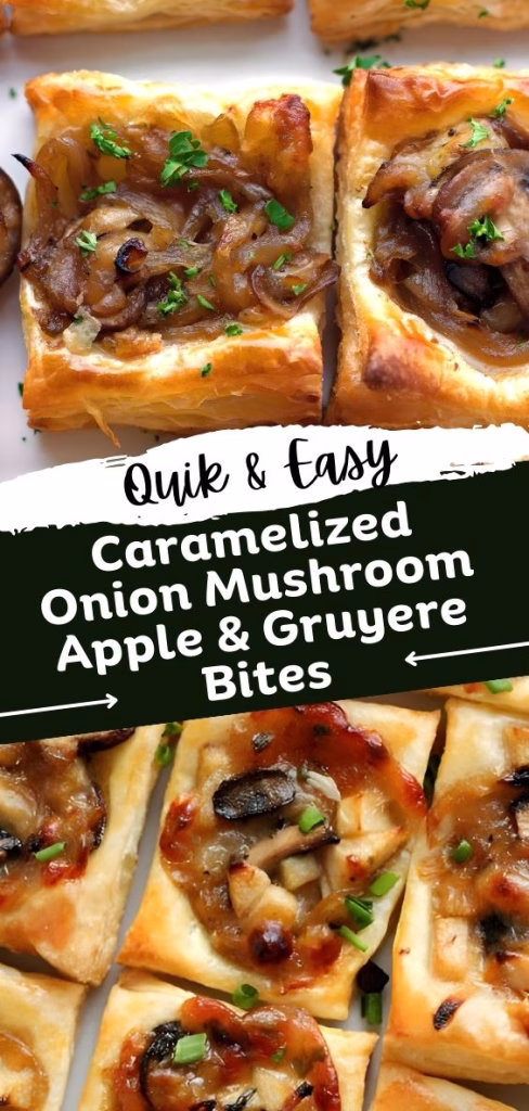 Caramelized Onion Mushroom Apple and Gruyere Bites Recipe