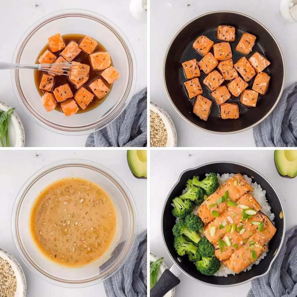 Salmon Bowl with Sesame Ginger Sauce Recipe