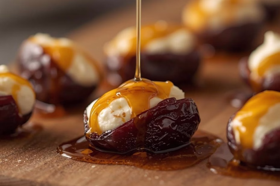 Mascarpone Stuffed Dates with Maple Drizzle Recipe