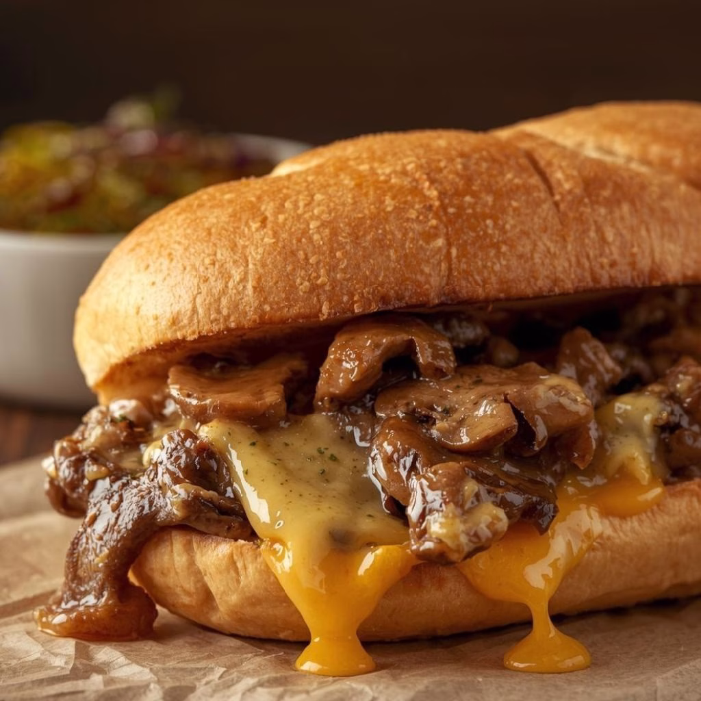 Philly Cheesesteak Sandwich With Mushrooms Recipe