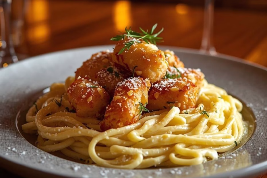 Garlic Butter Chicken Bites with Creamy Parmesan Pasta Recipe
