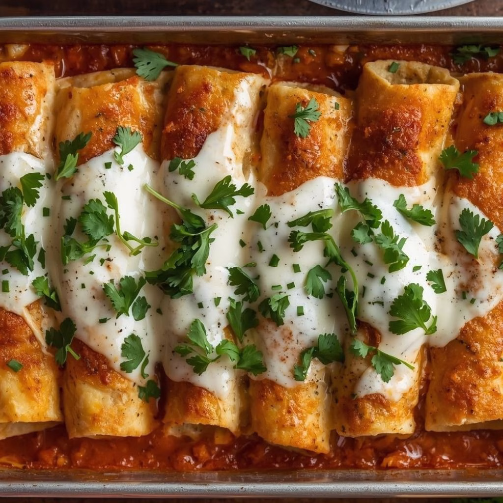 Chicken Enchiladas with Sour Cream White Sauce Recipe