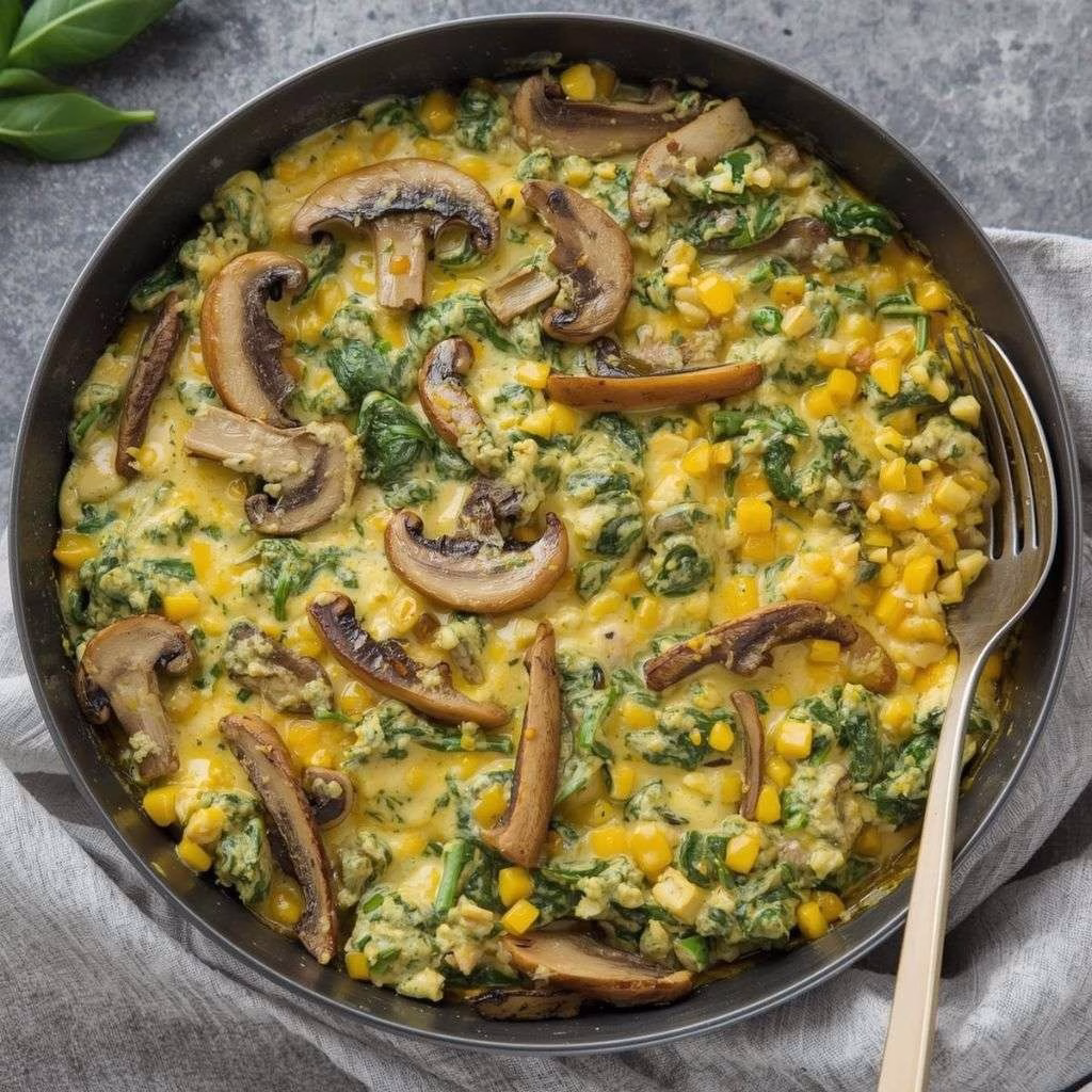 Mushroom Spinach Scrambled Eggs Recipe
