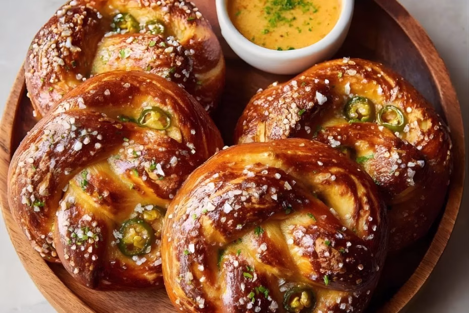 Cheddar Jalapeno Soft Pretzels Recipe