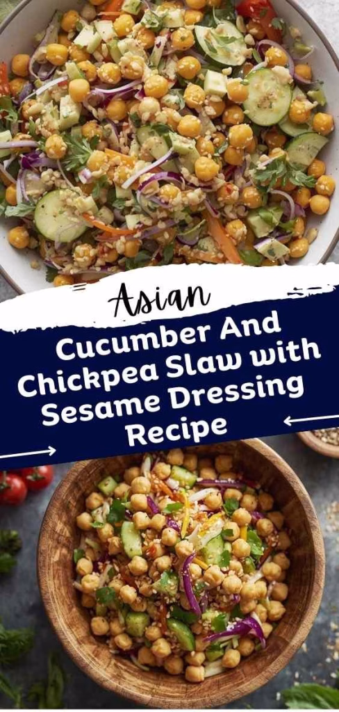 Asian Cucumber and Chickpea Slaw with Sesame Dressing Recipe