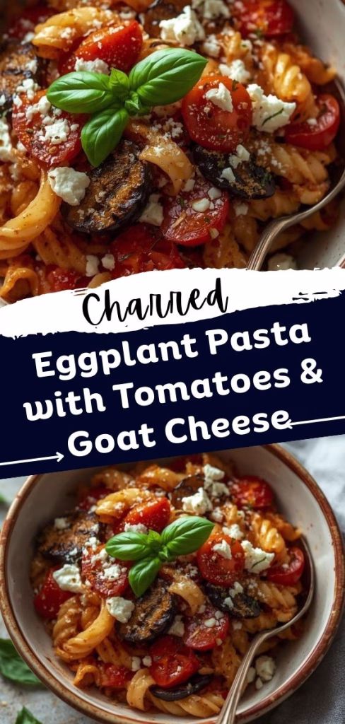 Charred Eggplant Pasta with Tomatoes & Goat Cheese Recipe