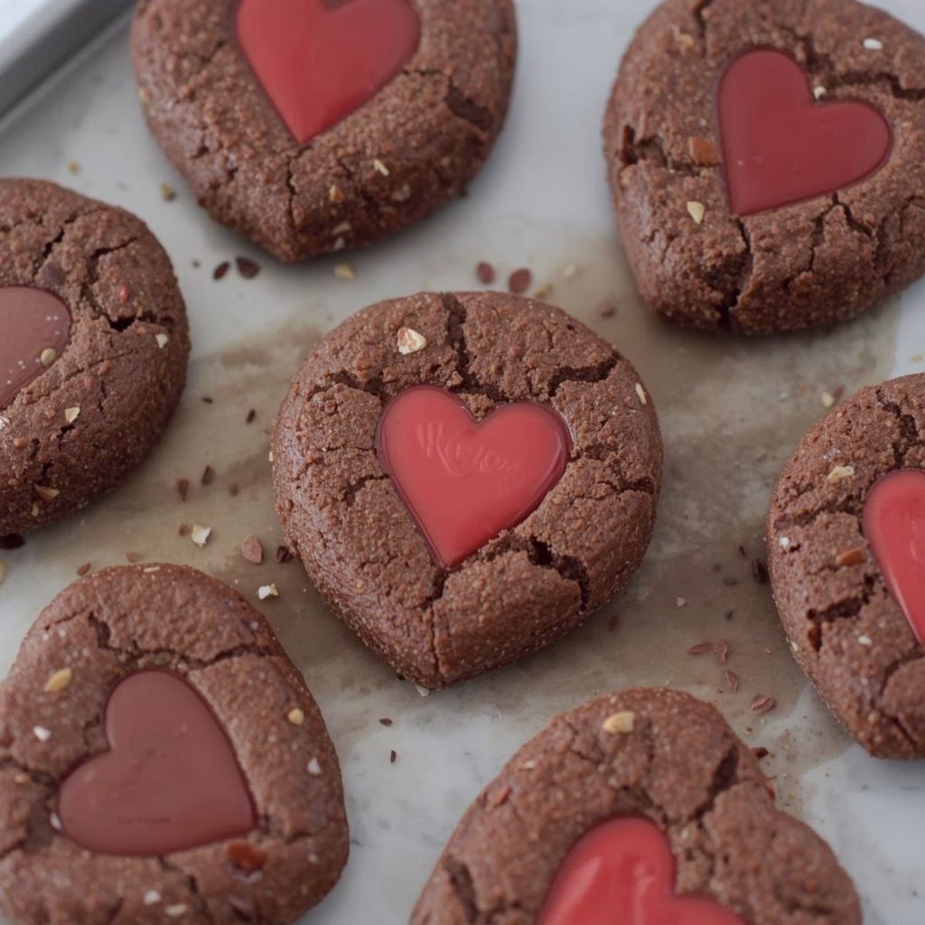 Chocolate Heart Thumbprint Cookies Recipe