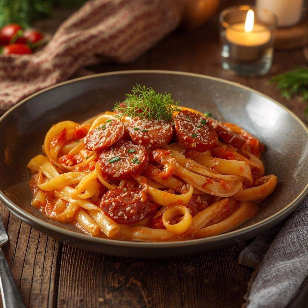 Creamy Calabrian Chili Pappardelle with Sausage and Fennel