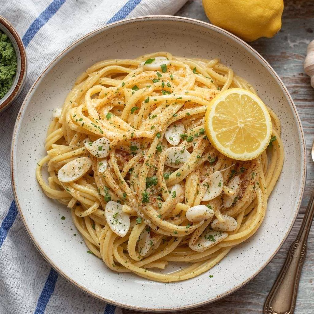 Creamy Lemon Garlic Pasta Recipe