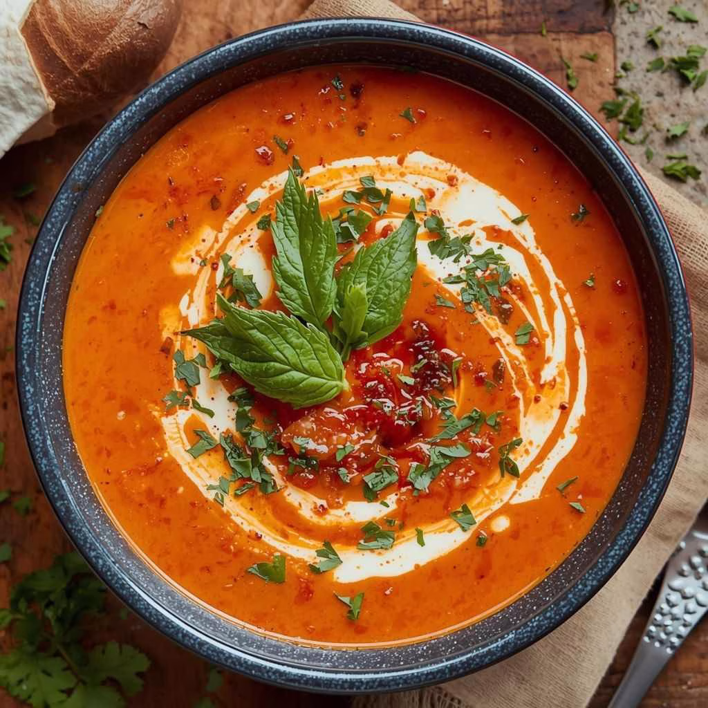 Creamy Roasted Garlic Tomato Soup Recipe