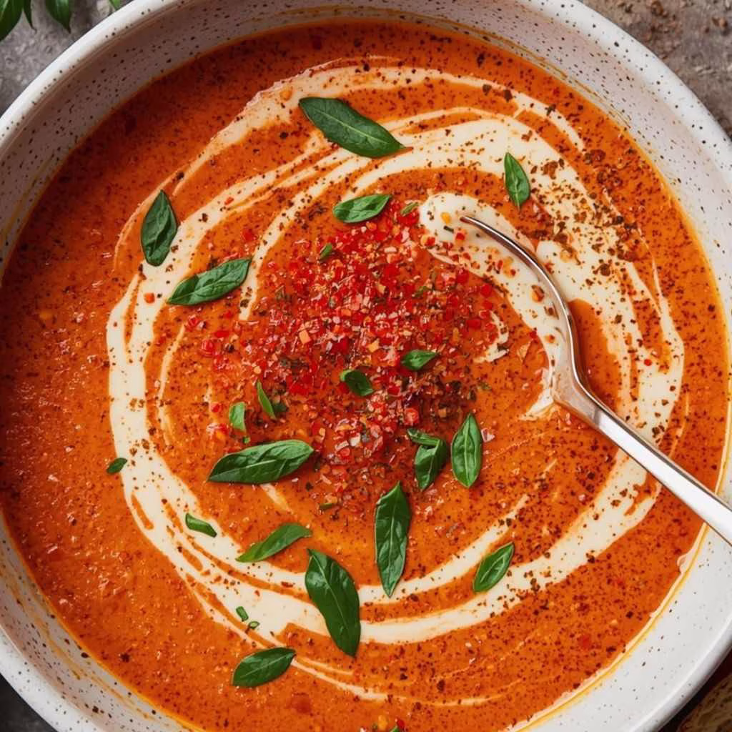 Creamy Roasted Garlic Tomato Soup Recipe