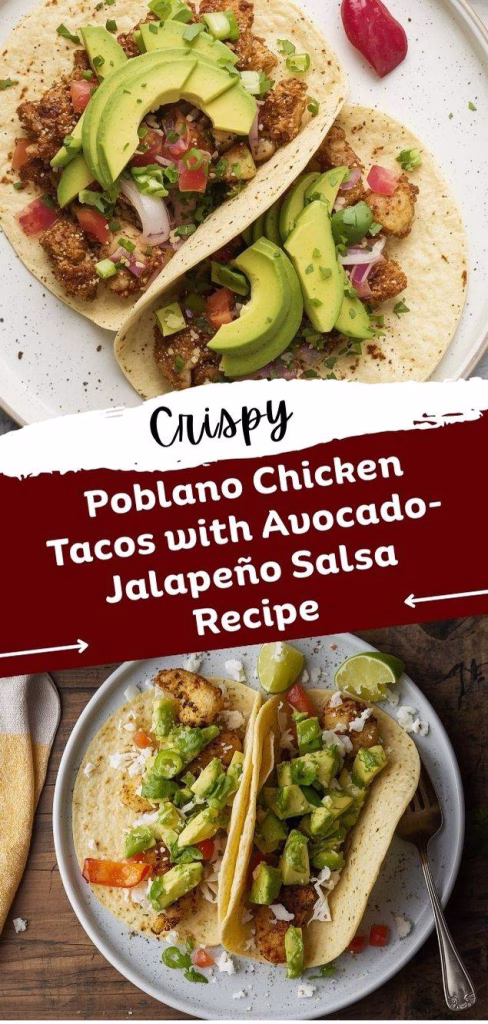 Crispy Poblano Chicken Tacos with Avocado-Jalapeño Salsa