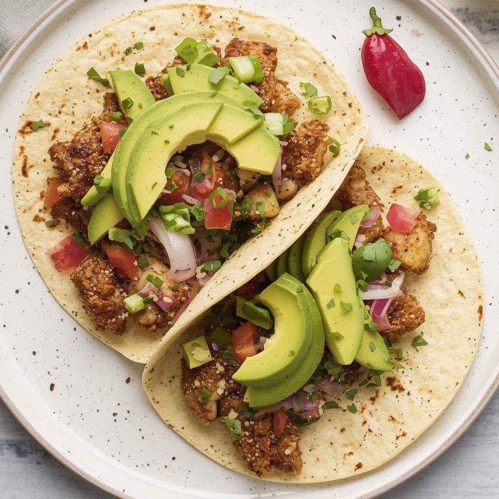 Crispy Poblano Chicken Tacos with Avocado-Jalapeño Salsa