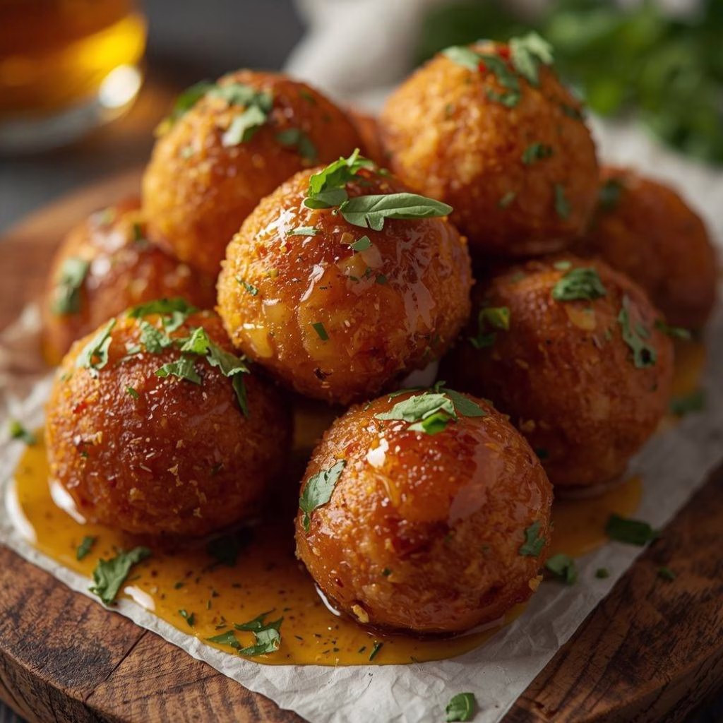 Fried Goat Cheese Balls with Spicy Honey
