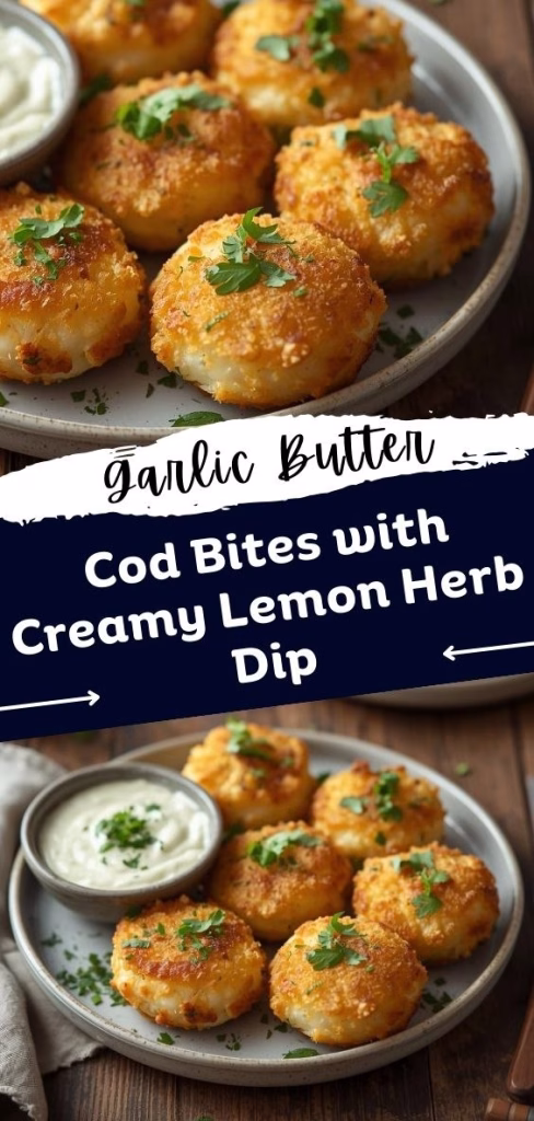 Garlic Butter Cod Bites with Creamy Lemon Herb Dip Recipe