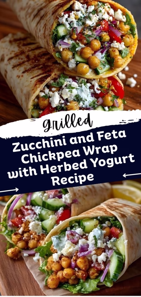 Grilled Zucchini and Feta Chickpea Wrap with Herbed Yogurt Recipe