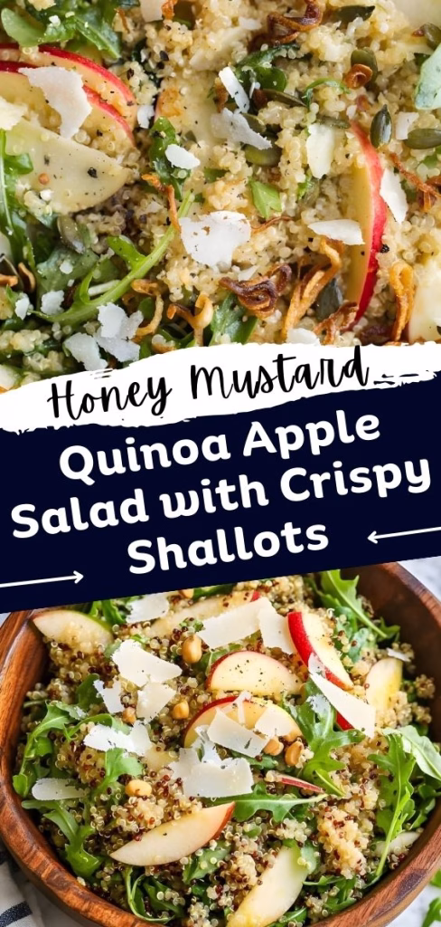 Honey Mustard Quinoa Apple Salad with Crispy Shallots