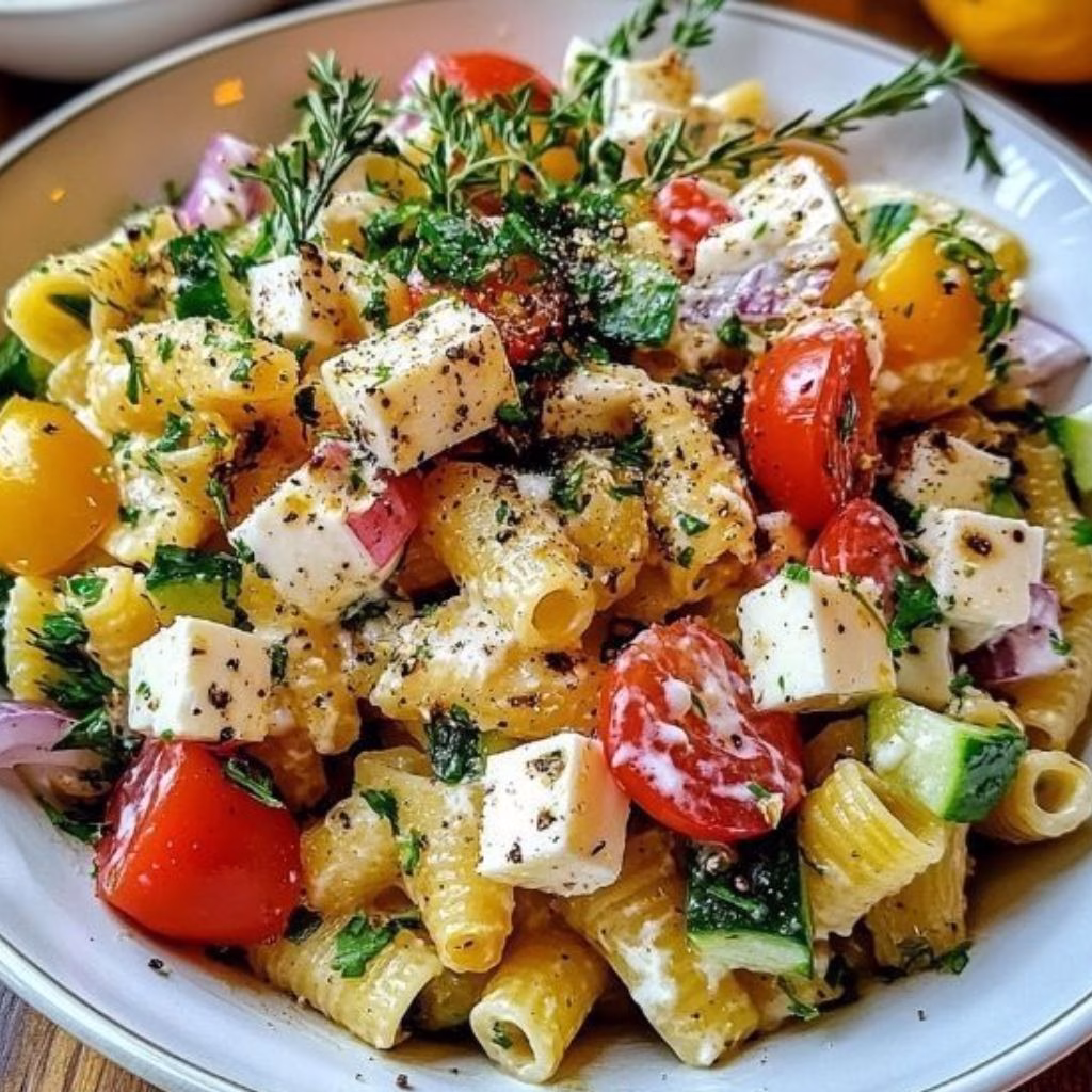 Horiatiki Pasta Salad Recipe