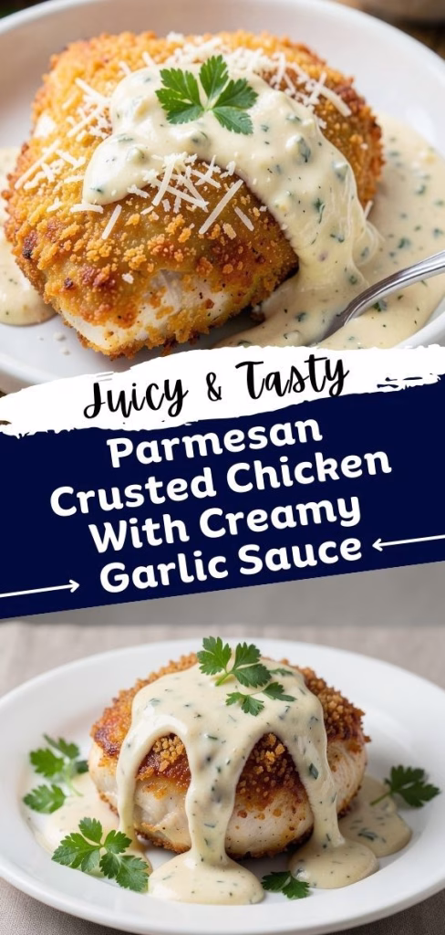 Parmesan Crusted Chicken With Creamy Garlic Sauce Recipe