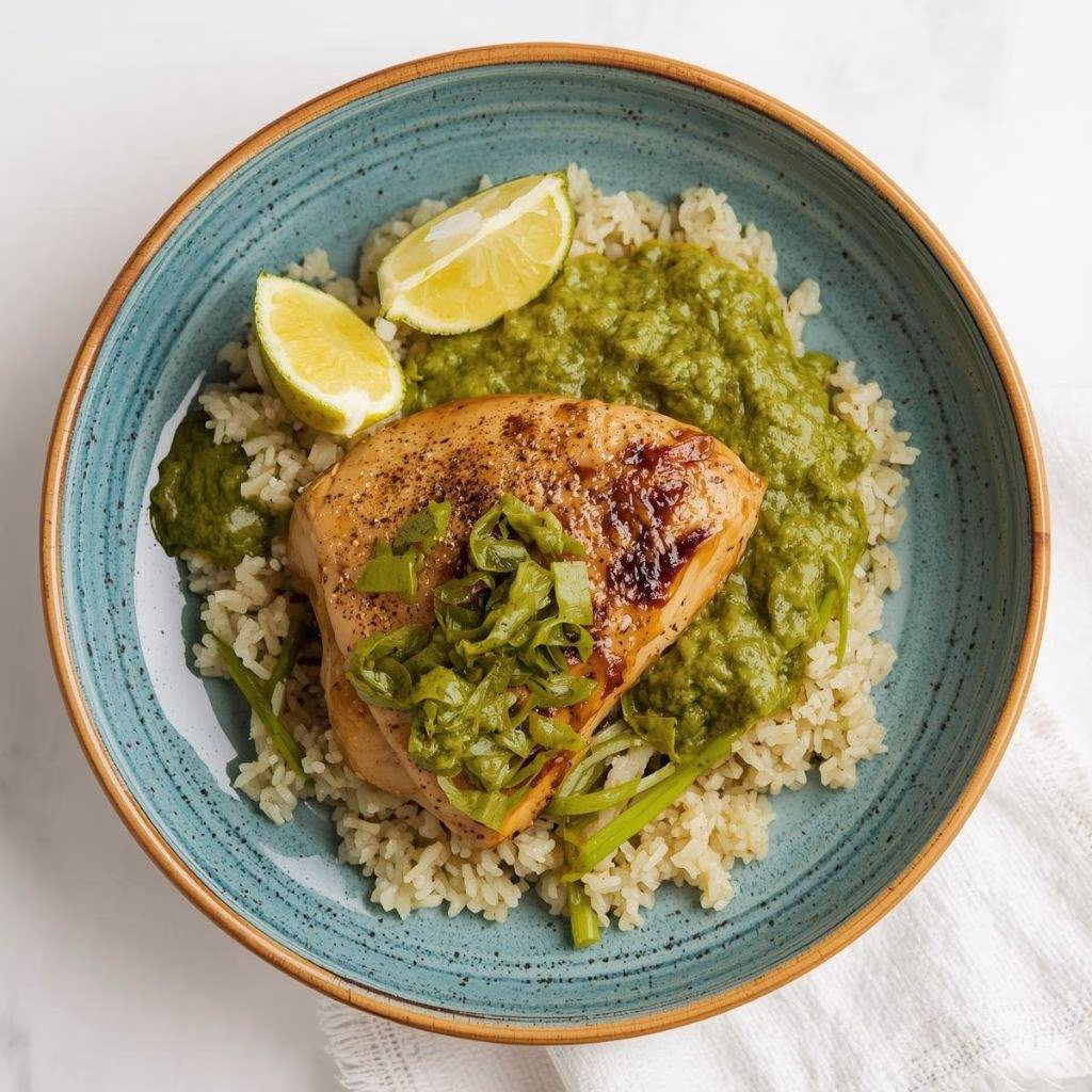 Peruvian Chicken and Rice with Green Sauce Recipe