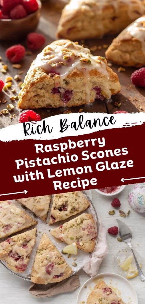 Raspberry Pistachio Scones with Lemon Glaze Recipe