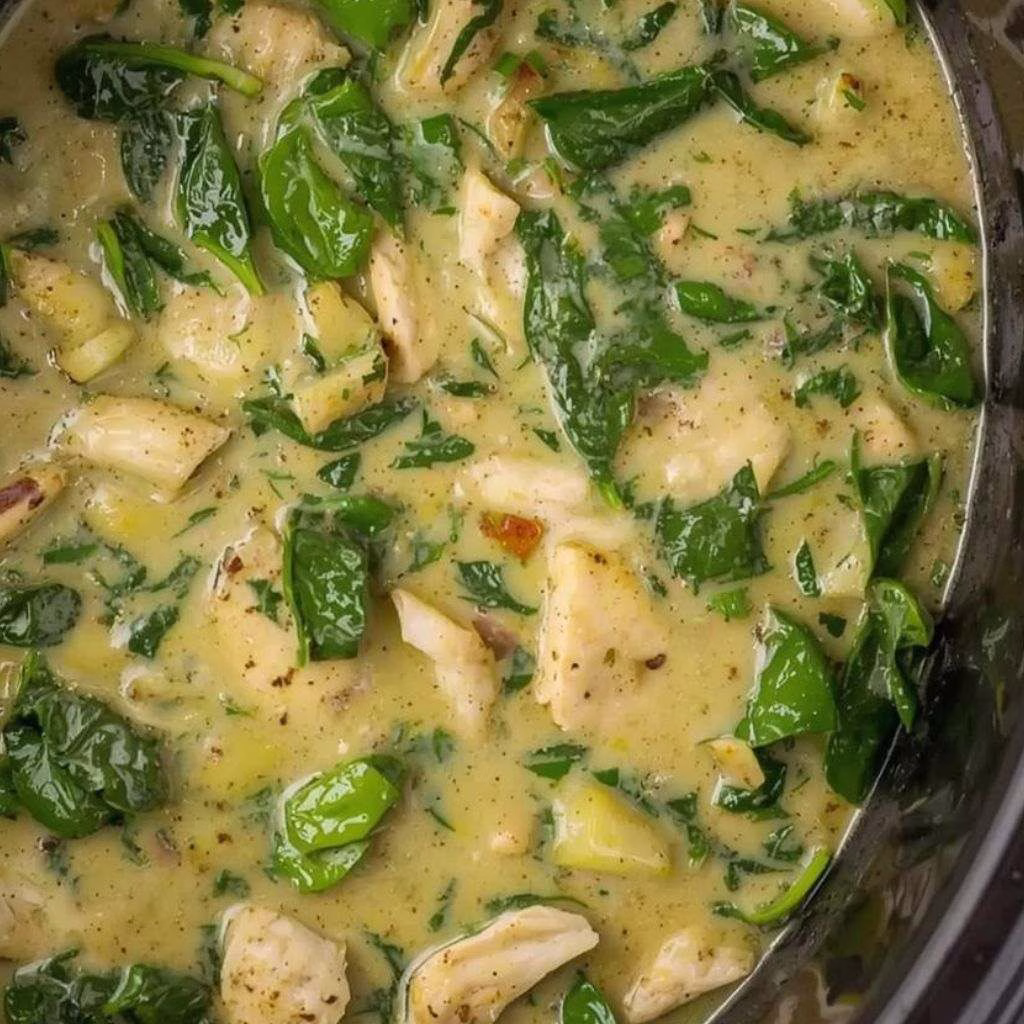Slow Cooker Spinach-Artichoke Chicken Stew Recipe
